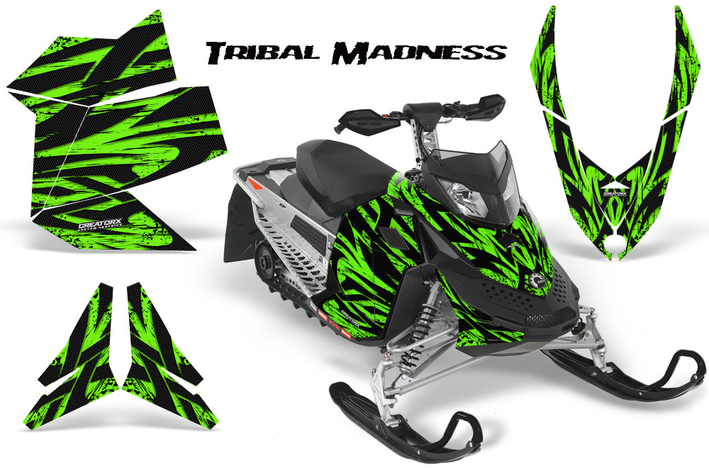 Skidoo REV XP Graphics Kit Tribal Madness Green